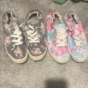 SO Womens slip on shoes in Floral and Tie-Dye- 2 pair